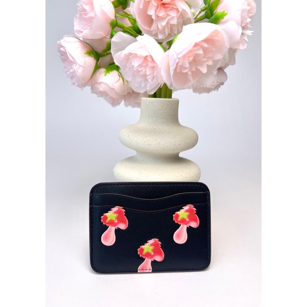Coach Card Case in Coachtopia leather with a mushroom print